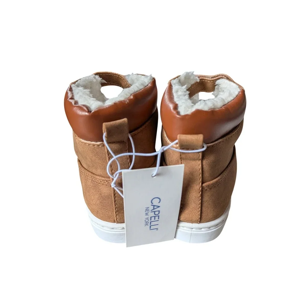 Capelli New York Kids Tan Faux Suede Sherpa Lined High Top Sneakers Size 4 NEW